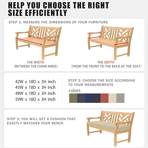Miniatura 5 de Favoyard - Cojín de banco para exteriores de 59 x 18 pulgadas, impermeable, para muebles de patio, el color resiste 3 años, para el sofá de jardín o