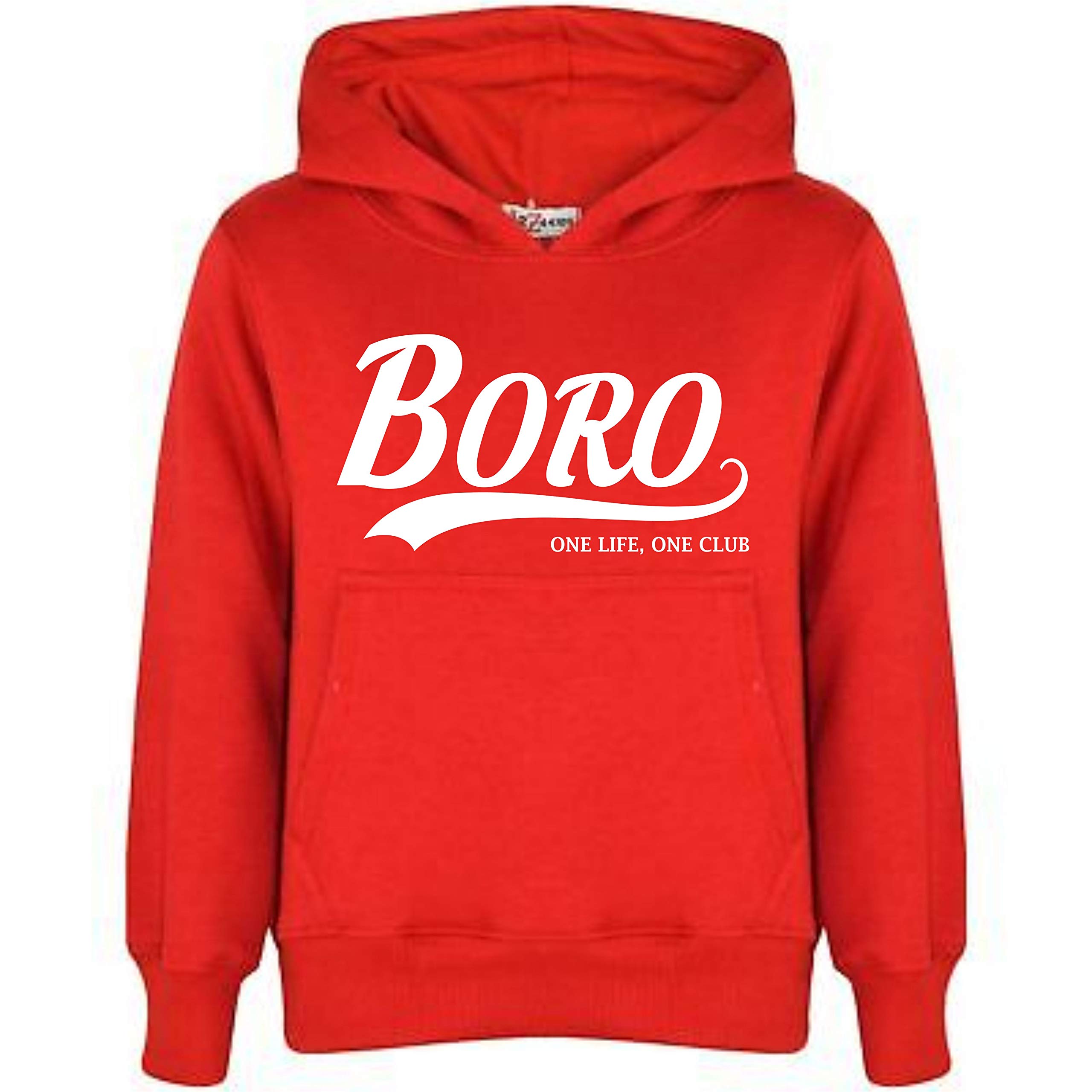 Boro Middlesbrough One Life Football Fan Childrens Hoodie Hooded top Jumper Kids Age 3-4 Red