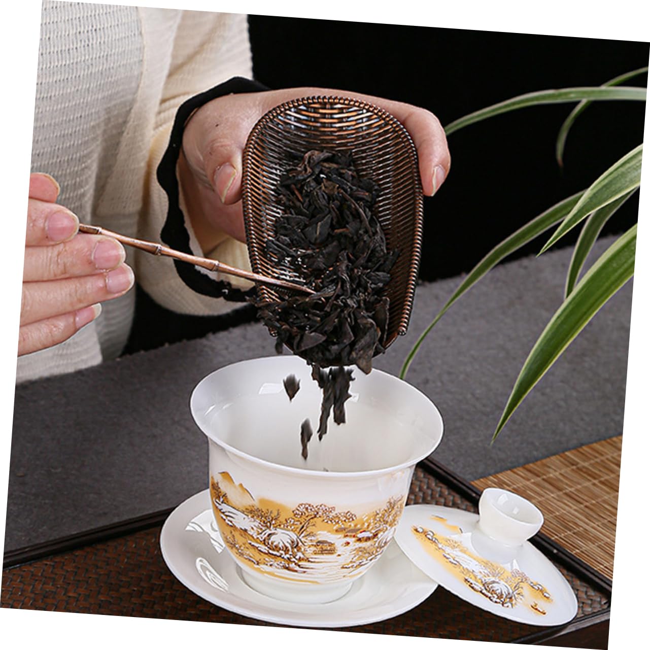 Cabilock Alloy Tea Spoon Scoop Set with Tea Needle Essential Tea Tools for Tea Ceremony and House Accessories Easy to Clean and Store for Afternoon Tea Gatherings and Parties