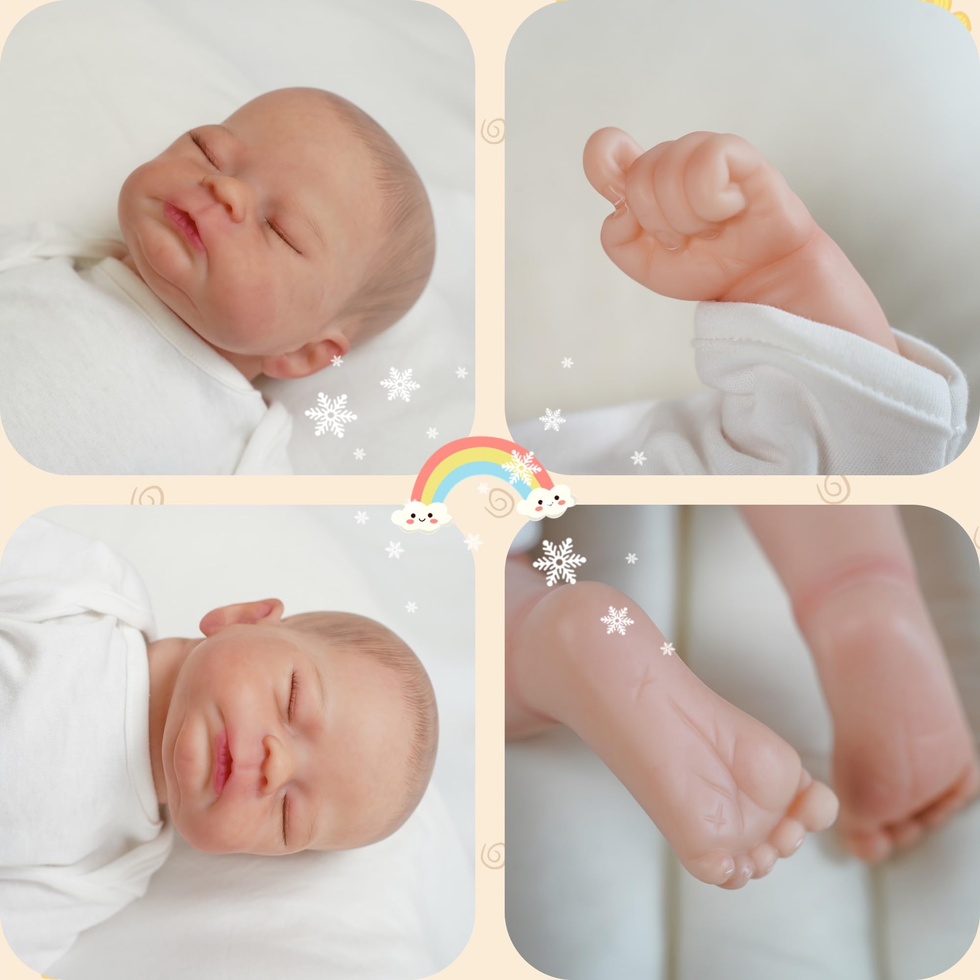 Reborn Puppe 20 Zoll 50cm Weiches Vinylsilikon Tuch Körper,Sieht aus wie EIN echtes Baby Lebensechte schlafende Baby Puppen Handgemacht Neugeborene