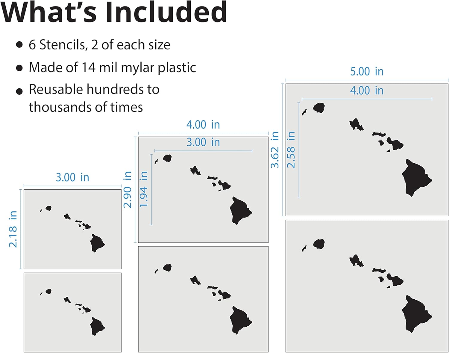 Stencil Stop Hawaii State Outline Stencil - Reusable for DIY Projects, Painting, Drawing, Crafts - 14 Mil Mylar Plastic (24 x 18.2 inches)