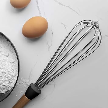 Country Kitchen Non Stick Silicone Utensil Set with Rounded Wood Handles for Cooking and Baking, 6 Piece Set, Black | Rounded Wood Handles, For Cooking and Baking