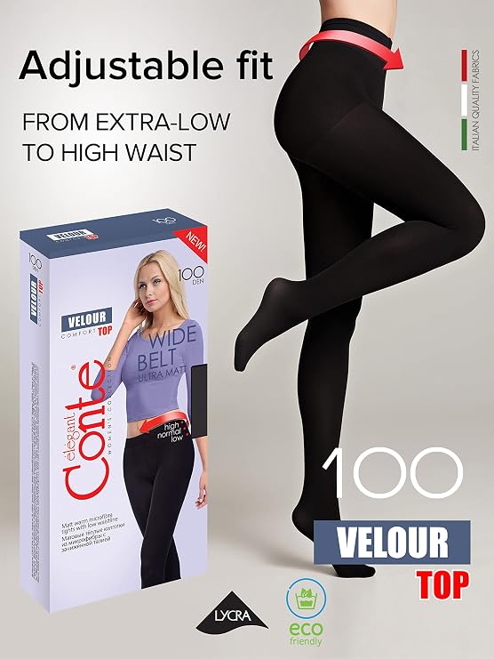 Conte Opaque Ultra Matte Microfibra Tights Velour Top 100 Den