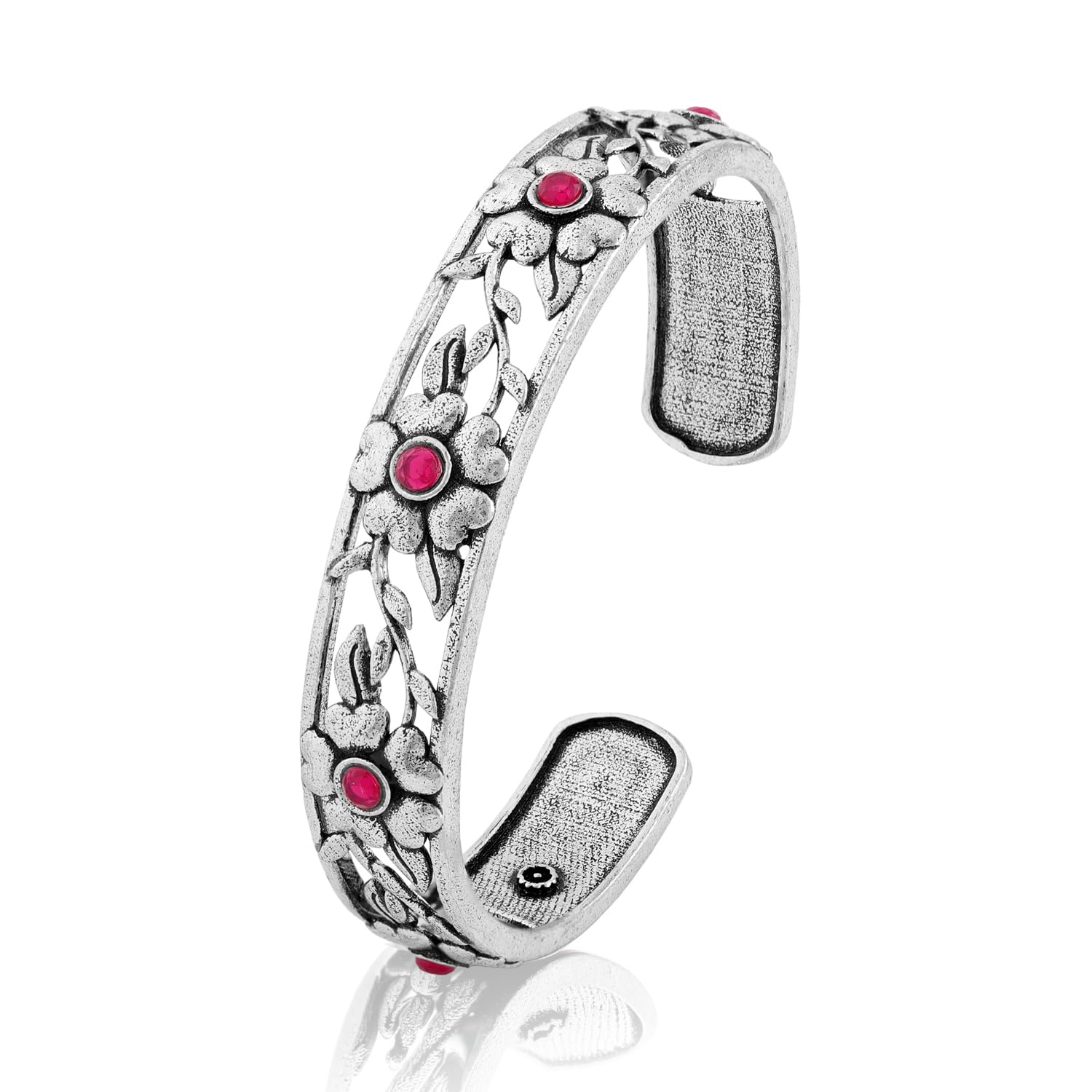 Oxidised Silver Gulika Cuff Bracelet for Women Anti Tarnish Floral Bracelet Summer Indo Western Jewellery Gift for Women Gift for Her | Phulwari-image-21
