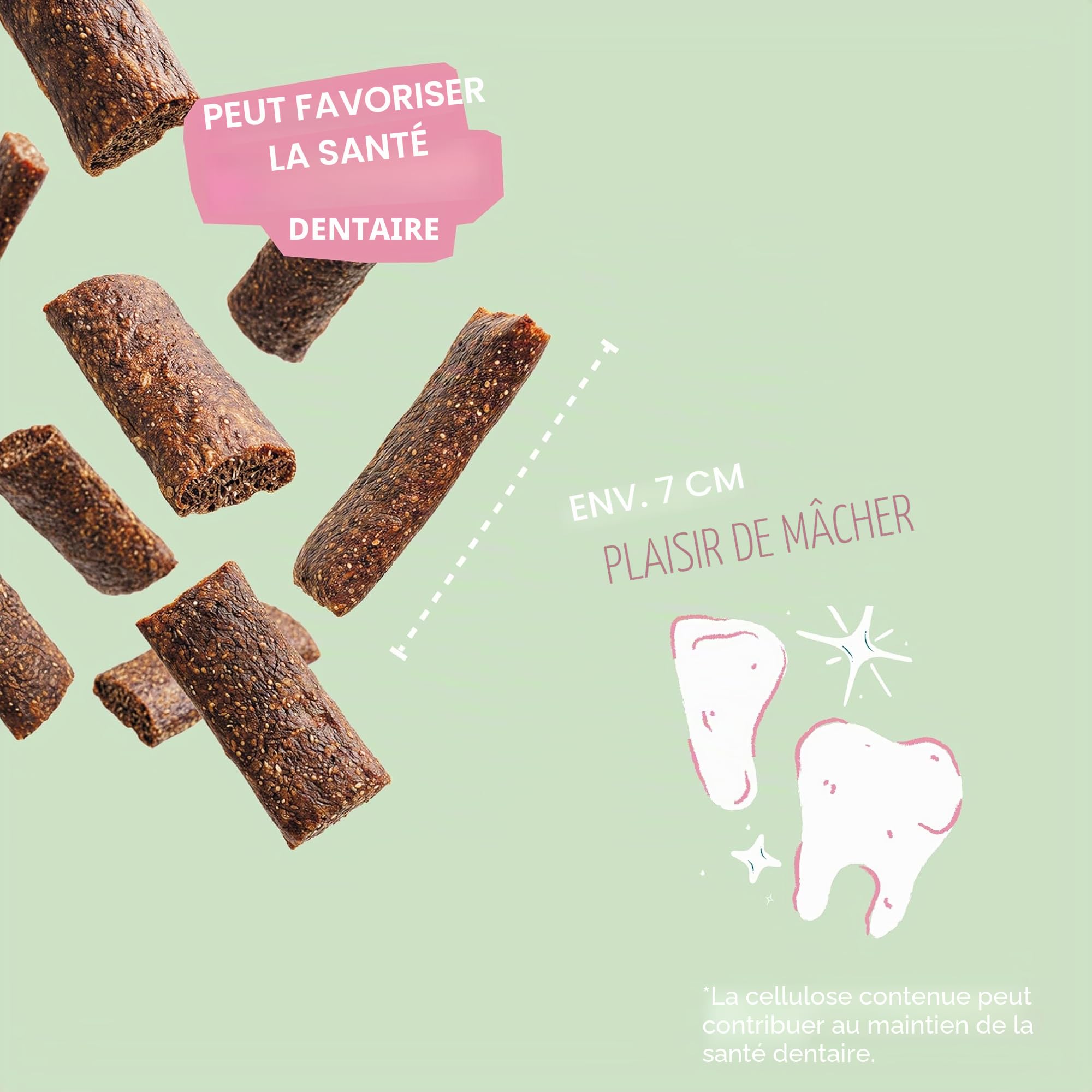 VEGDOG Dentals Bâtonnets à mâcher hypoallergéniques pour chiens (7 x 120 g) | Plaisir à mâcher faible en gras pour les soins dentaires | Bâtons à mâcher pour les personnes allergiques avec pommes de