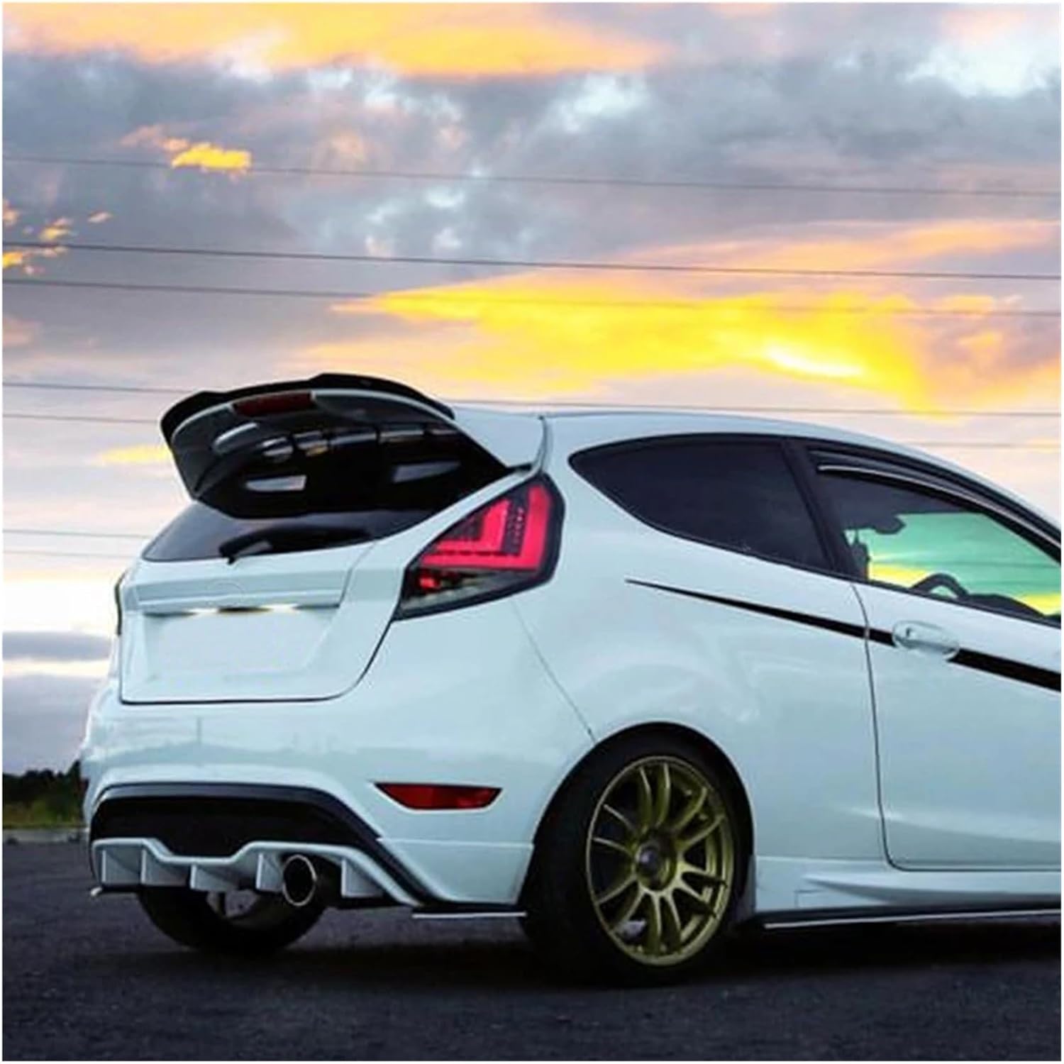 Rear Roof Spoiler Wing Compatible with Fiesta ST-Line MK6 MK6.5 2008-2017 Window Upper Trunk Splitter Lip Flap Wing Kit Car Styling(Glossy Black)