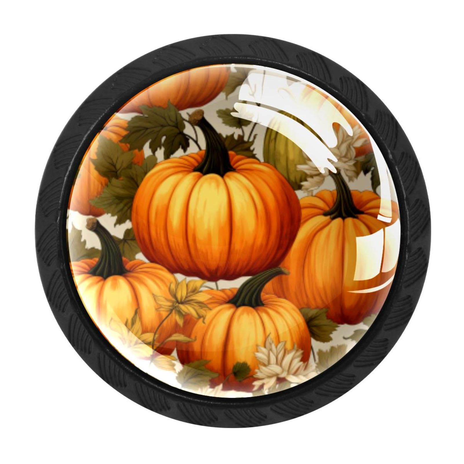 CHENZZZZ 4 Pack Round Cabinet Knobs for Kitchen Bathroom Closet Dresser Cabinets, Thanksgiving Pumpkin