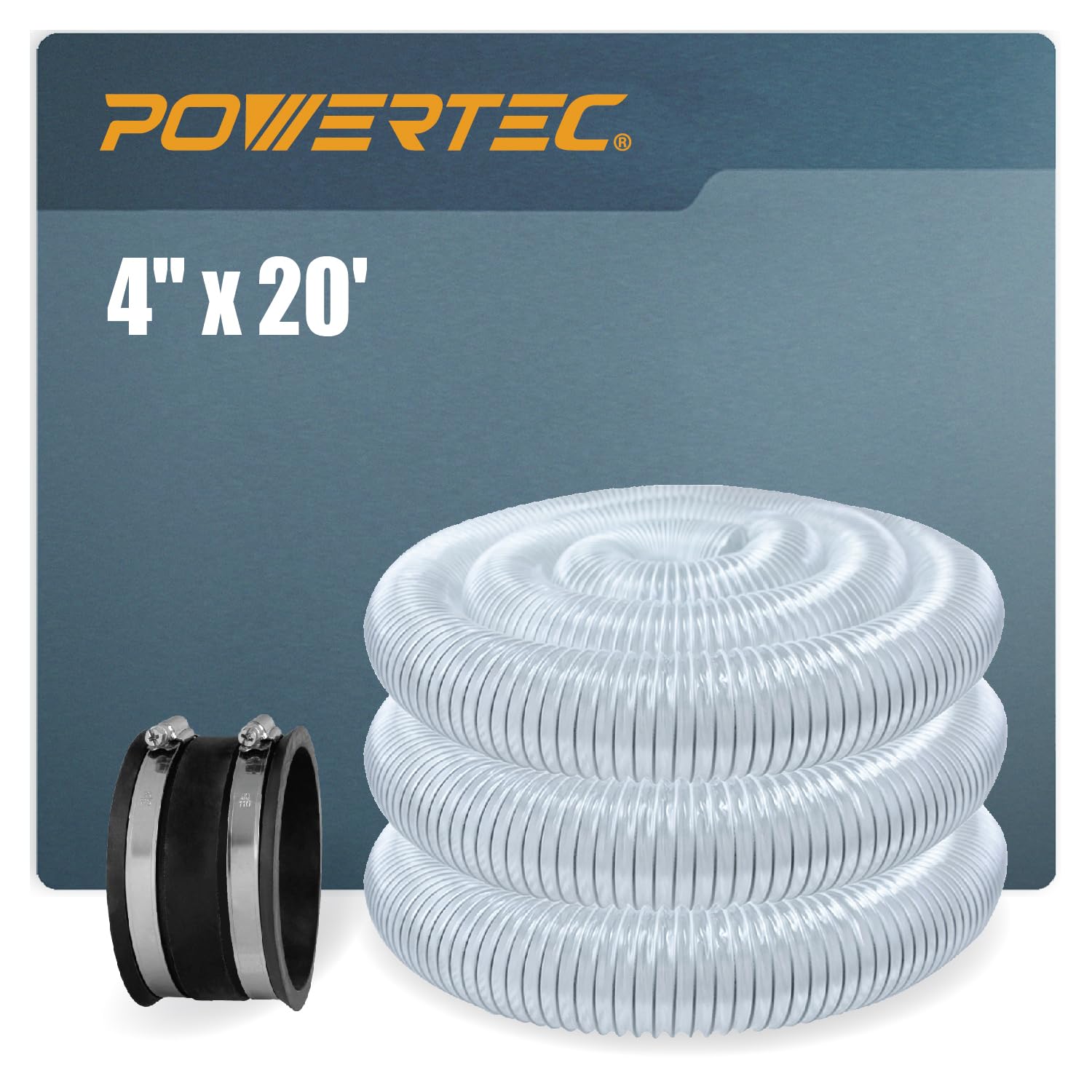 Tuyau flexible PVC 10,2 cm haute résistance avec colliers en acier pour aspirateur