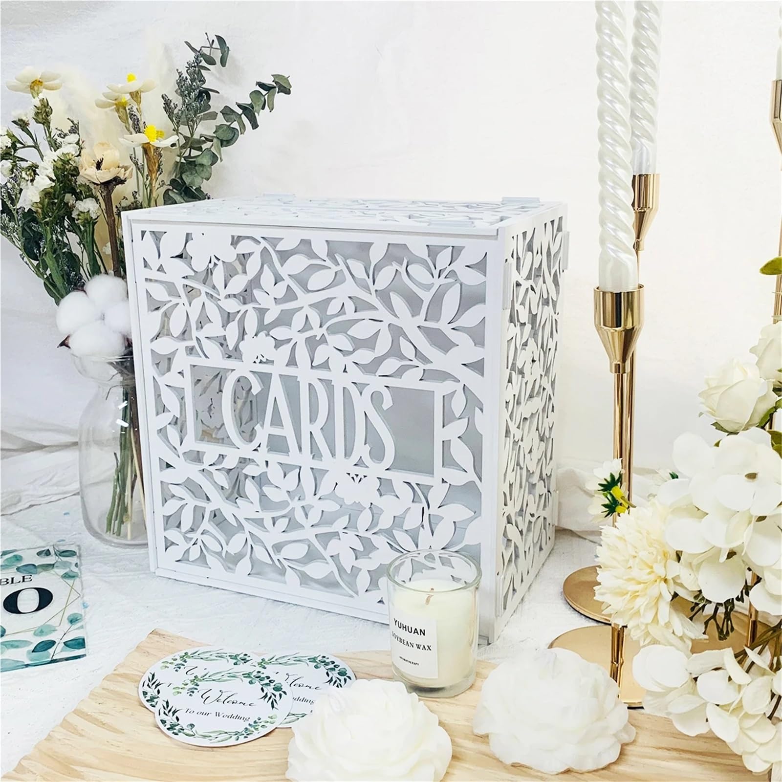 Caja Para Boda Caja de madera blanca for tarjetas boda, ideal for recepción despedida soltera, decoración bodas, sobres for dinero, fiestas
