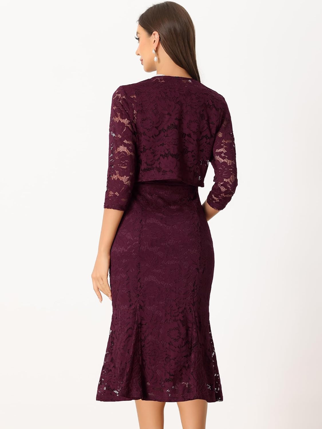 Allegra K Evening Lace Dress for Women's 2 Pieces Outfits Wedding Guest Sleeveless Dresses - Image 3