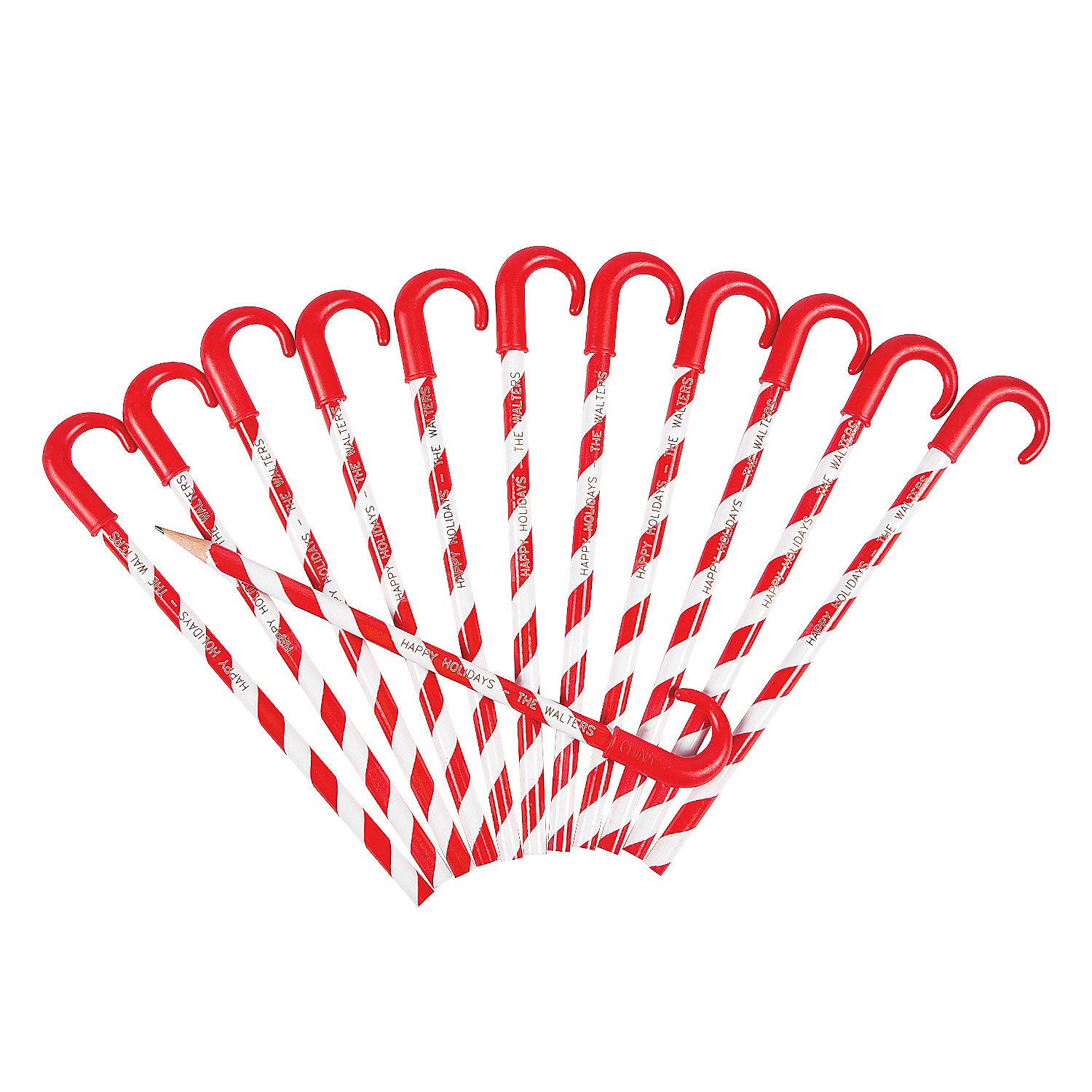 Personalized Candy Cane Pencils - 24 Pc. - Stationery - 24 Pieces