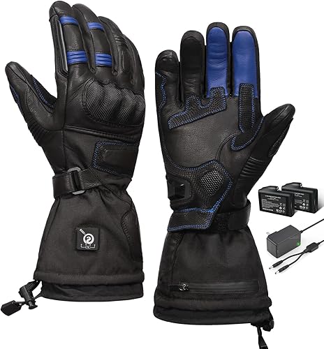 Savior Professional Heated Motorcycle Gloves for Men Women,Dual Mode Electrically Heated Waterproof and Windproof Gloves with 12V Charging