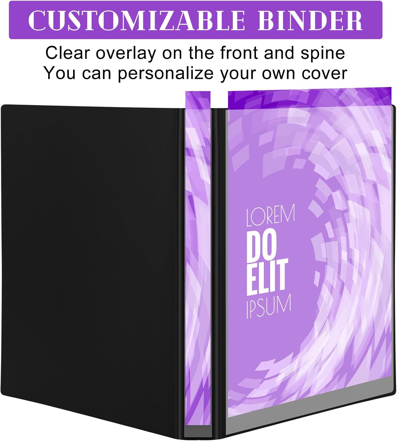 Fulmoon 24 Pcs 3 Ring Plastic Binders Bulk with 2 Pockets Flexible Binder with Transparent View Cover Plastic Binder for Home Office(1 Inch,Black)