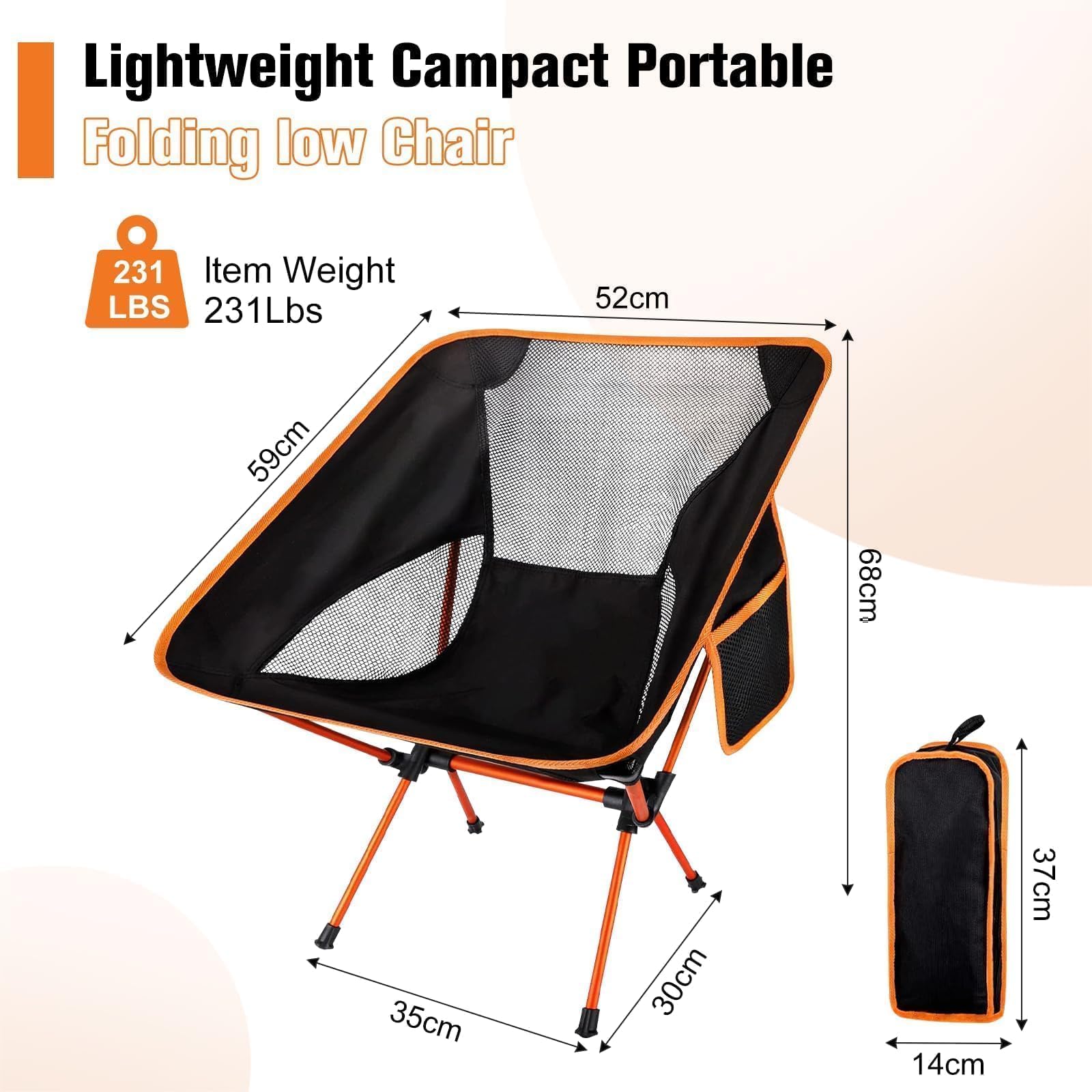 UCAMP Sedia Campeggio Pieghevole Con Borsa da Trasporto, Compatta da Esterno, Portatile, Tragbarer Campingstuhl für Picknick