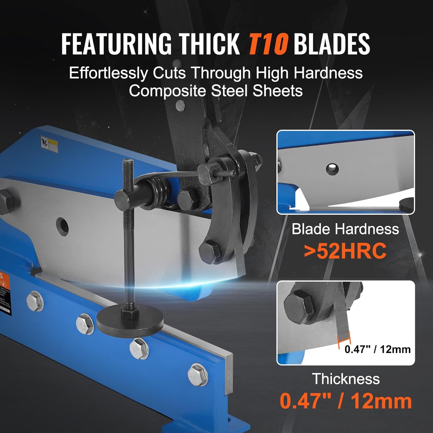 VEVOR Hand Plate Shear 12",Manual Metal Cutter Cutting Thickness1/4 Inch Max,Metal Steel Frame Snip Machine Benchtop 1/2 Inch Rod,for Shear Carbon Steel Plates and Bars