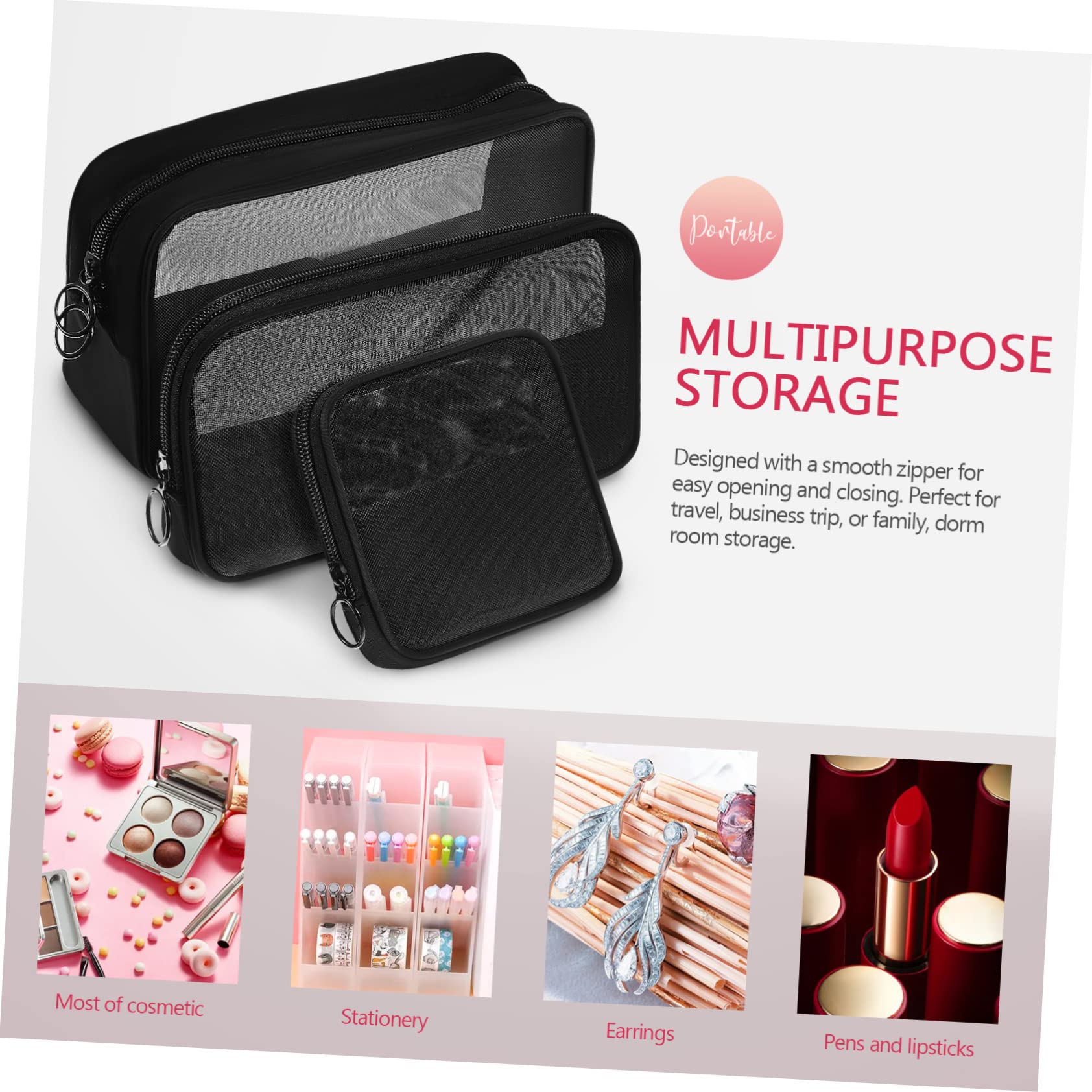 6pezzi Borse Cosmetiche Rete Con Zip Borse Porta Trucco Leggere Per Viaggi e Uso Quotidiano Per Accessori Da Toilette e Organizzazione Viaggio