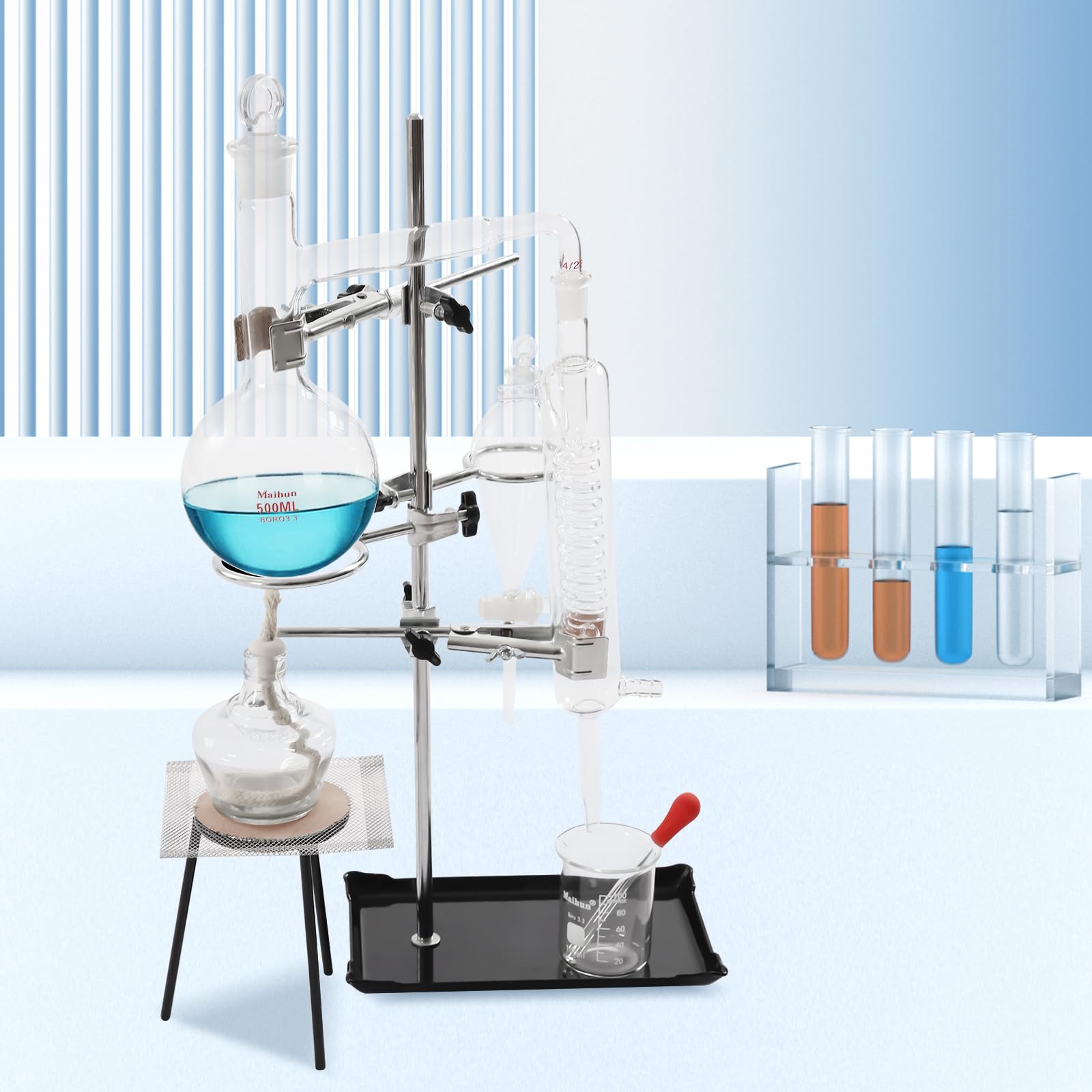 Dispositivo di distillazione da laboratorio, 500 ml, in vetro borosilicato