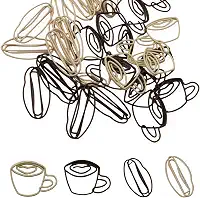 XGNG Conjunto de clipes de papel em forma de xícara de café, 40 peças, clipes de marcador de página em forma de grão de café, branco, marrom, clipes criativos de metal para decoração de cartões de