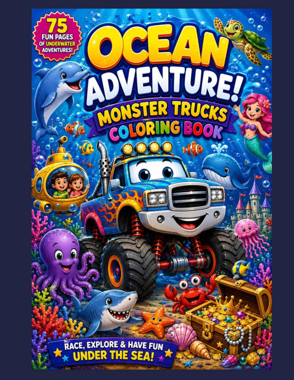 Ocean Adventure Monster Truck Colouring Book