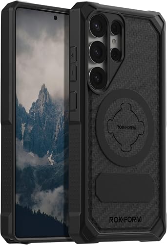 Rokform Rugged Case Compatible with Galaxy S25 Ultra, Magnetic Cover with Twist Lock, Drop Tested Armor (Black)