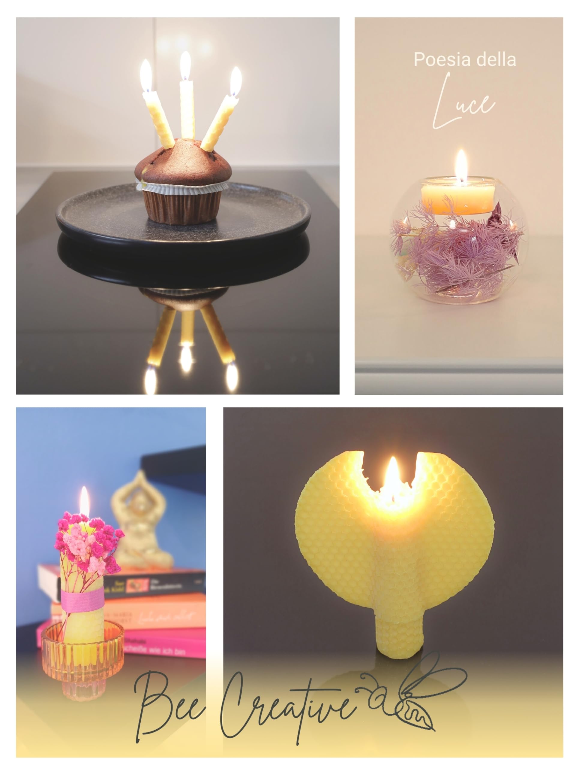Wachsmann Set fai da te per candele in cera d'api, realizza 10 candele naturali, kit creativo colorato per bambini e adulti, lastre e stoppini inclusi, prodotto in Germania