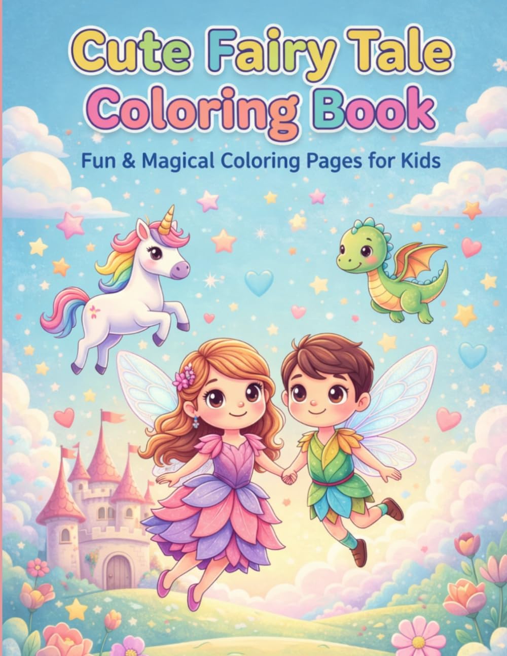 Cute Fairy Tale Characters Coloring Book for Kids: Magical Princesses, Fairies, Castles & Storybook Friends for Kids Ages 3–8 (Cute Animals Coloring Books for Kids)