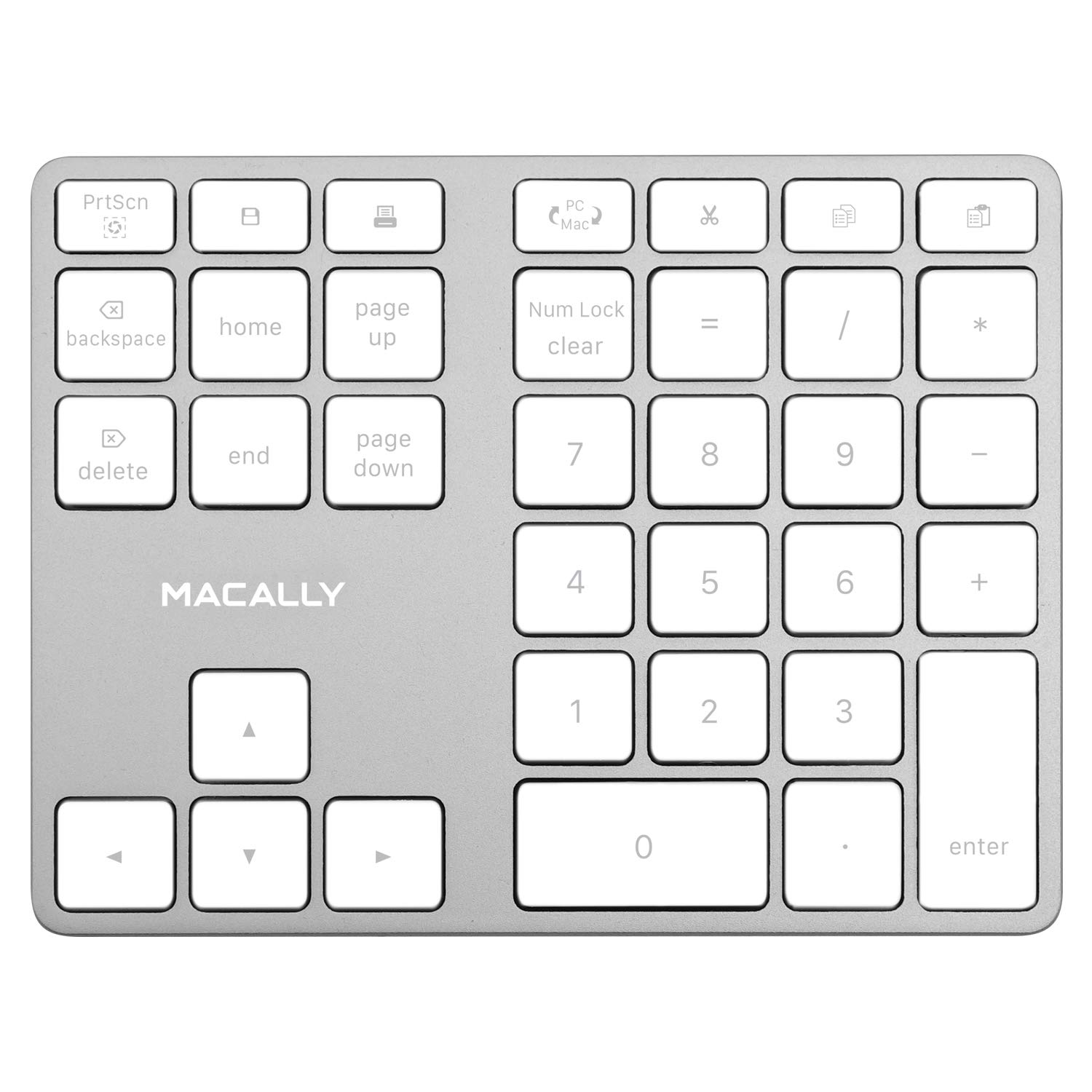 Macally Bluetooth Number Pad for Laptop - Rechargeable Wireless Numeric Keypad - Slim 35 Key Wireless Number Pad for Data Entry, 10 Key Numpad Compatible with Mac, MacBook, iPad, PC Desktop, Windows