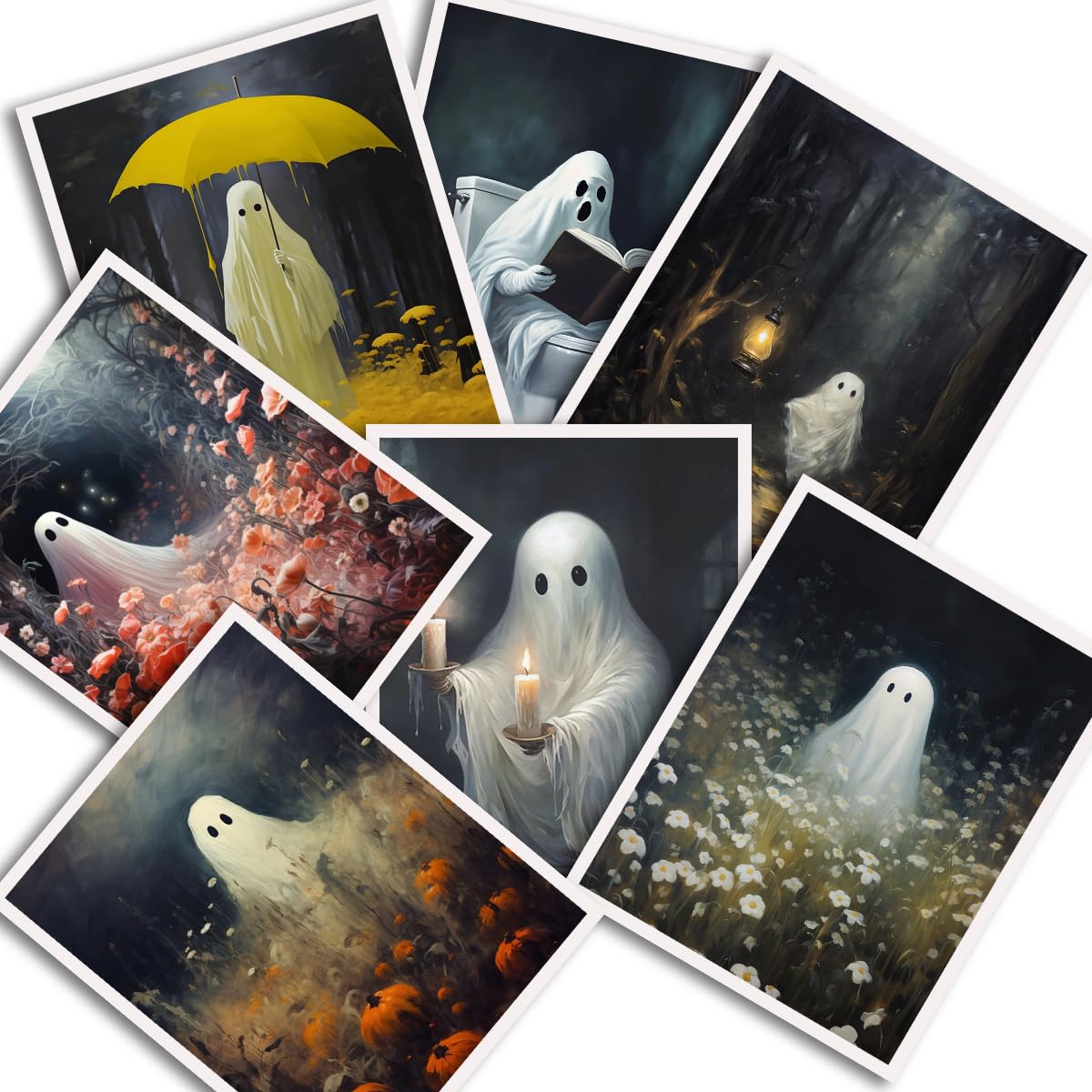 GUN SUPPLIES OUTLET LLC Vintage Painting Ghost Holding Candles Spooky Halloween Decor Canvas Wall Art 24x30 inch Unframed