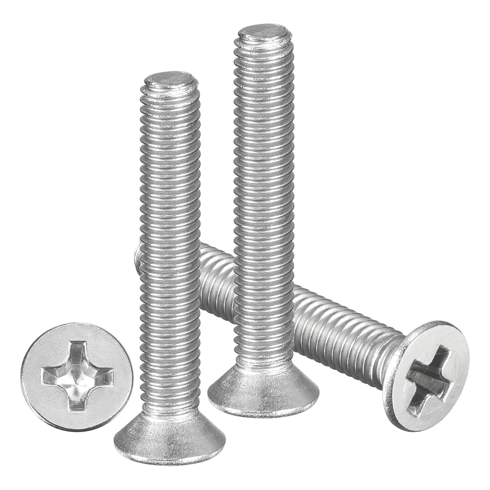 METALLIXITY Phillips Flat Head Machine Screws Bolts (M2-0.4x16) 200Pcs, Stainless Steel 304 Countersunk Cross Screws - for Household Indoor Maintenance Installment DIY, Silver