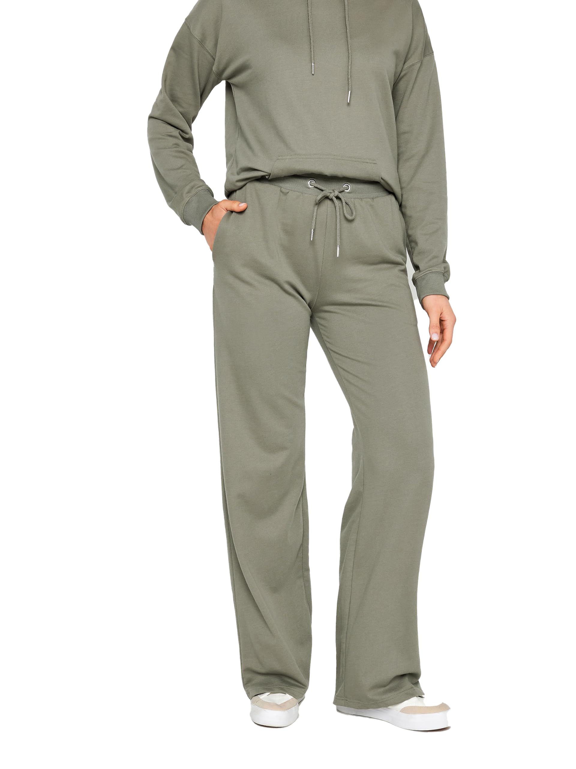 Long Tall Sally - LTS Tall Khaki Wide Leg Joggers - Women's