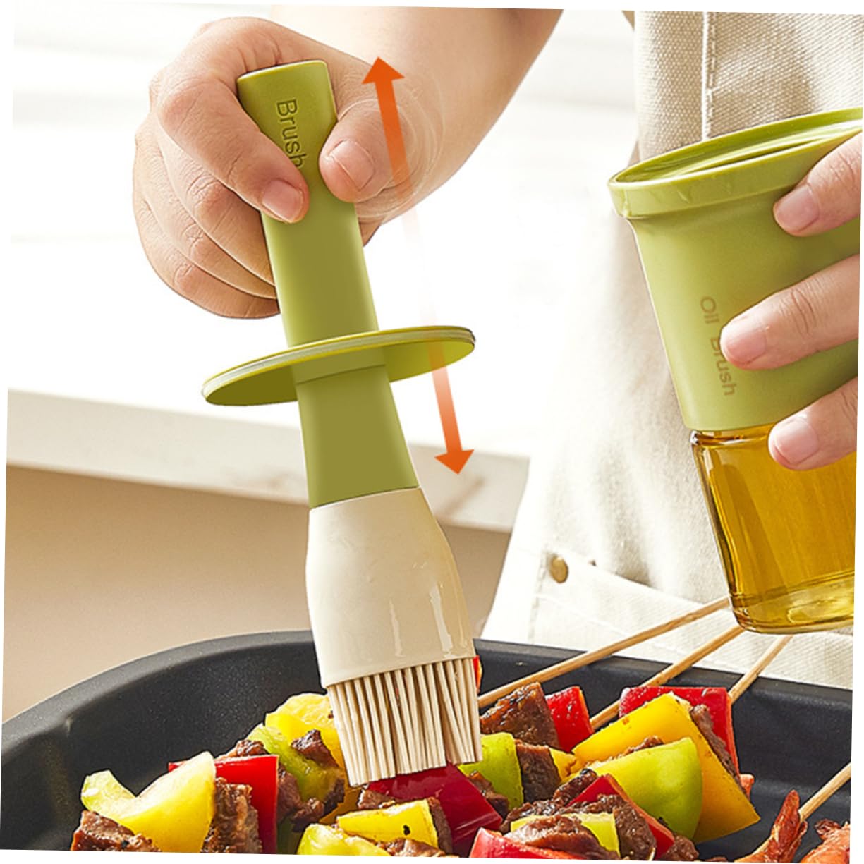 BEBEMOKO Silicone Basting Brush Oil Bottle High Heat Resistant Bbq Brush for Grilling Ergonomic Handle for Cooking