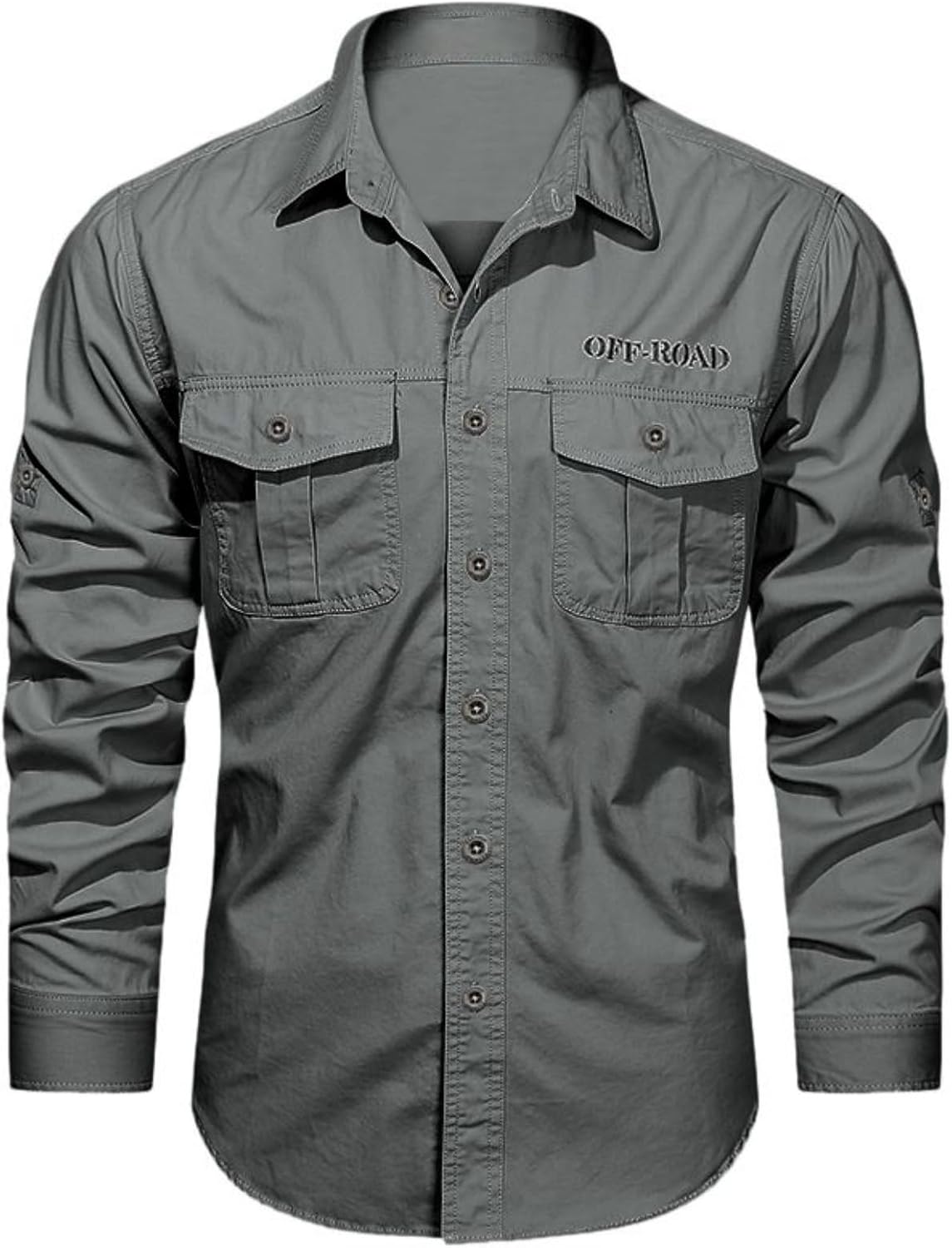 Men's Cotton Short Sleeve Work Shirt Regular Fit Lightweight Wrinkle Resistant