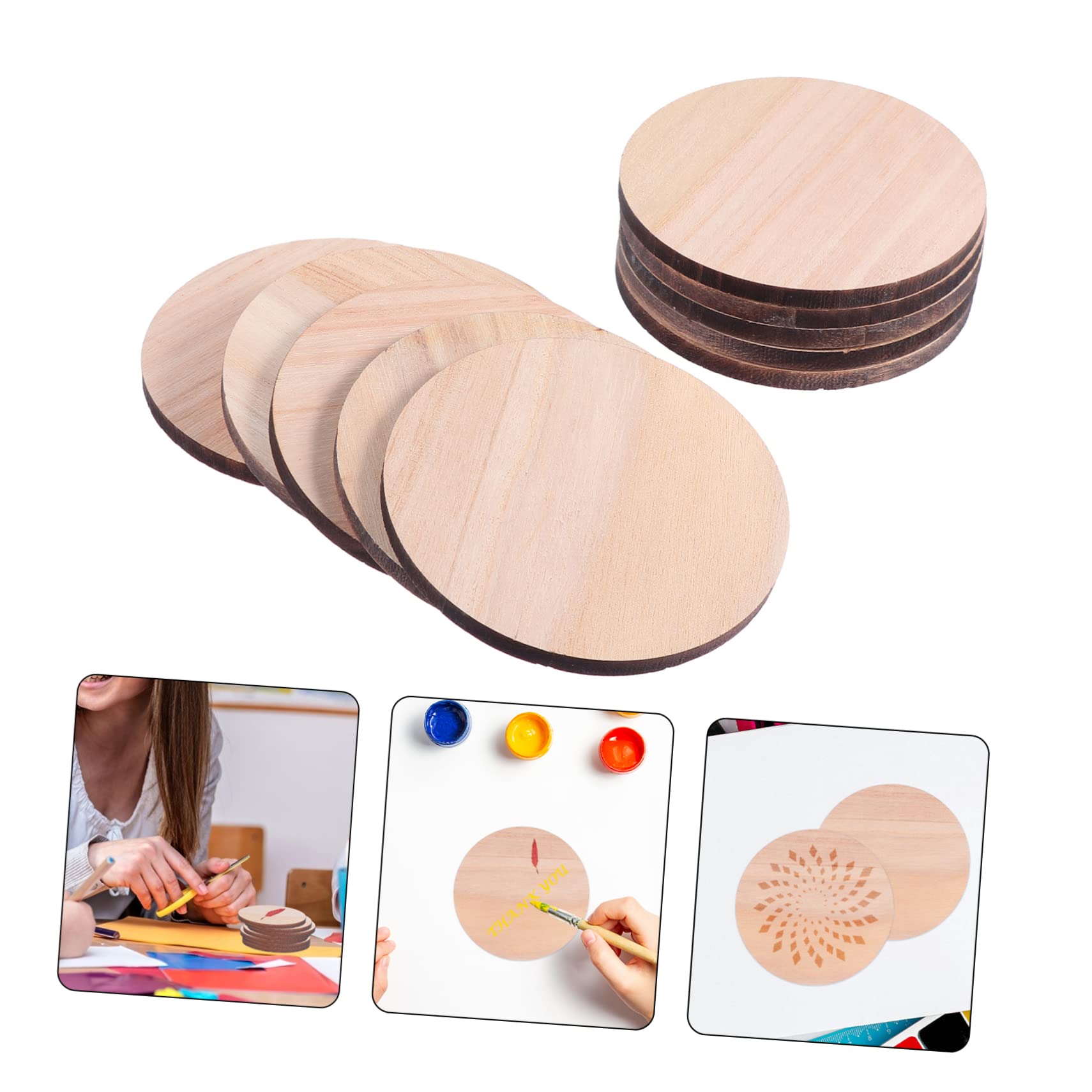 LALAFINA 30stücke Unbehandelte Runde Holzscheiben Bastelmaterial Für Malen Beschriften Und Holzverbrennung Dicke