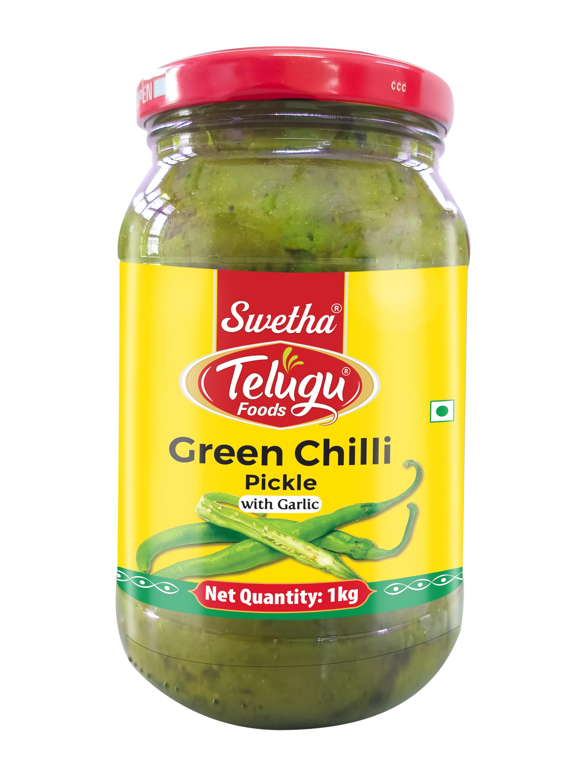 Swetha Telugu Foods Green Chilli Pickle with Garlic 1Kg Pet Bottle-image-13