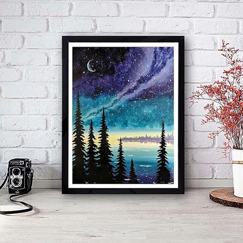 Vista 68 de VIGEGU Paquete de 4 pinturas por números para adultos, lienzo enmarcado, con caballete de madera, pintura por números para niños de 8 a 12 años