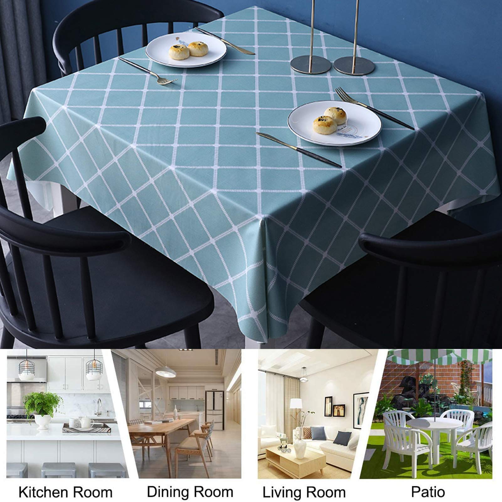 Mantel Impermeable, Rectangular Antimanchas Tapete de Mesaadecuado para La Mayoría de Las Mesas Interiores Y Exteriores: Cocina, Comedor, Terraza, Jardín, Sala Familiar, Cafetería, Fiesta