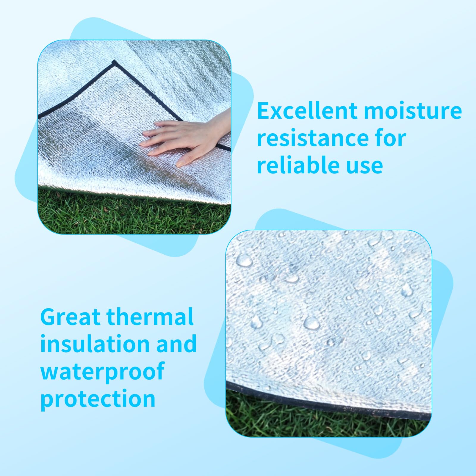 Tapis Isolant Thermique, Tapis Isolant Camping, Ultra-Léger Sol avec Mousse EPE, Accessoire Camping, pour Randonnée Voyage Pique-Nique Extérieur, pour Extérieur Résistante au Froid