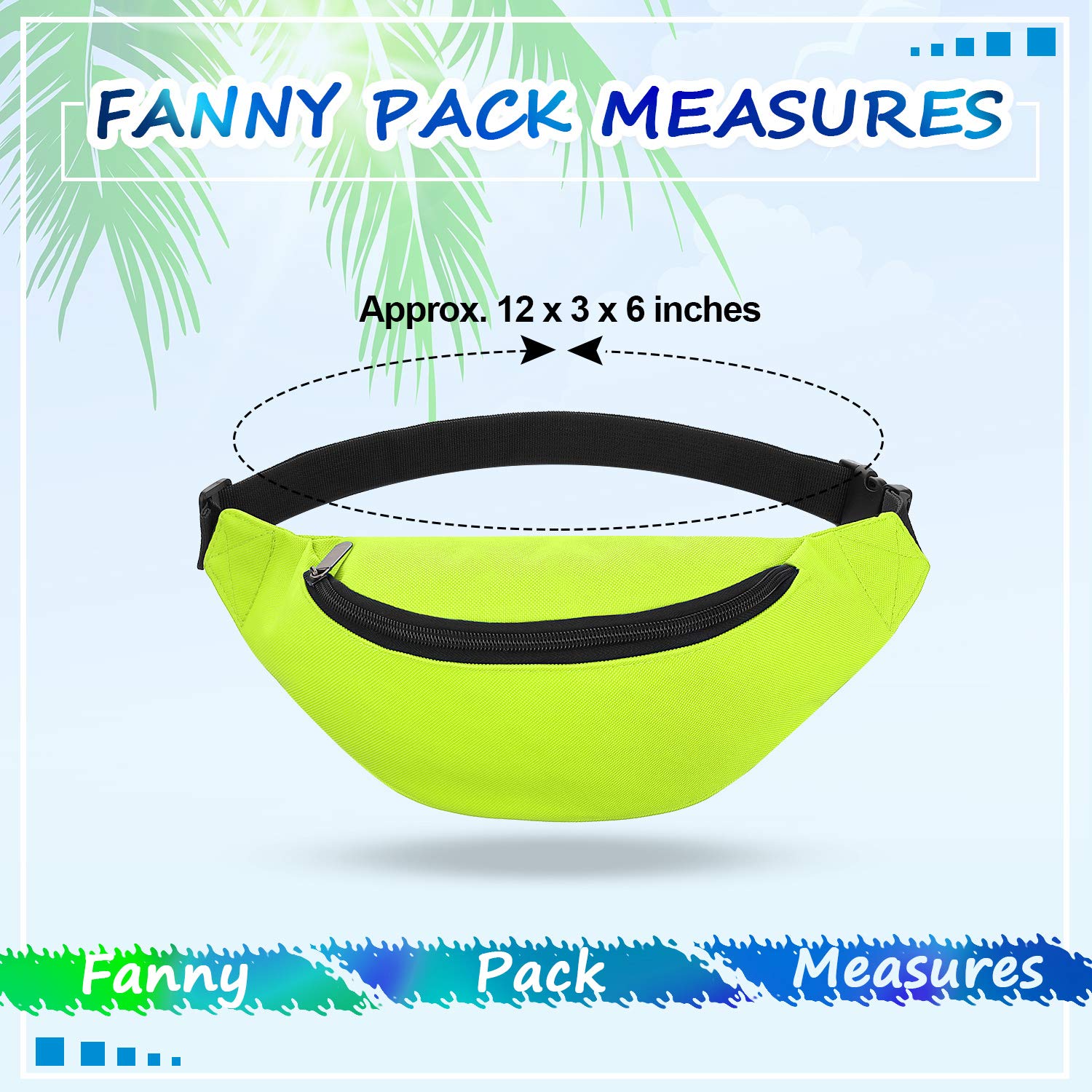 Weewooday 7 Stück Neon Bauchtasche 80er Jahre Party Hüfttasche Verstellbare Taille 2 Reißverschluss Reise Laufen Bauchtasche für Rave Party Frauen
