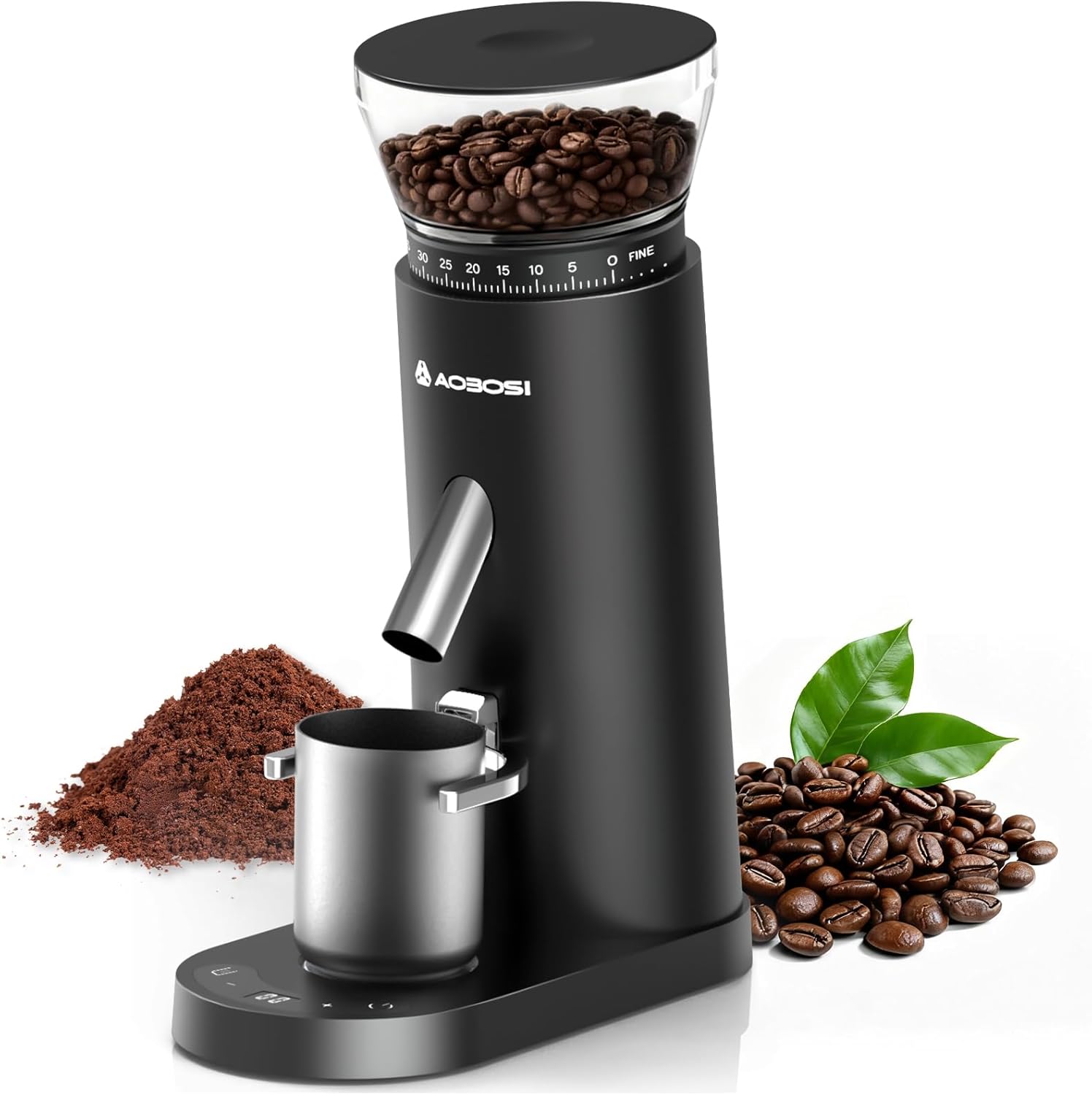 AAOBOSI Cordless Coffee Grinder Electric,Burr Coffee Grinder with Precise 60 Grind Settings,Anti-Static,5-98s Timer, Coffee Grinder Suitable for Indoor Home,Office & Outdoor Camping,Travel Use,Black.