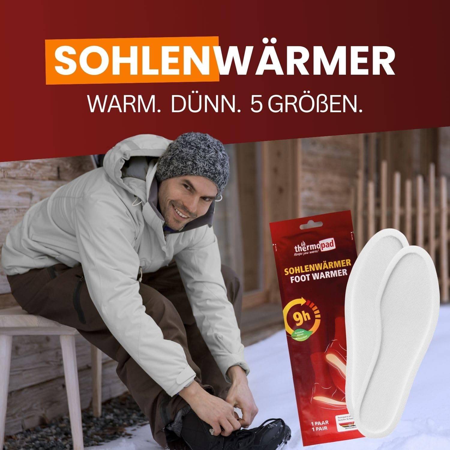 THERMOPAD Sohlenwärmer - DAS ORIGINAL: 5, 10 oder 30 Paar Wärmepads (erhältlich in 5 Größen)