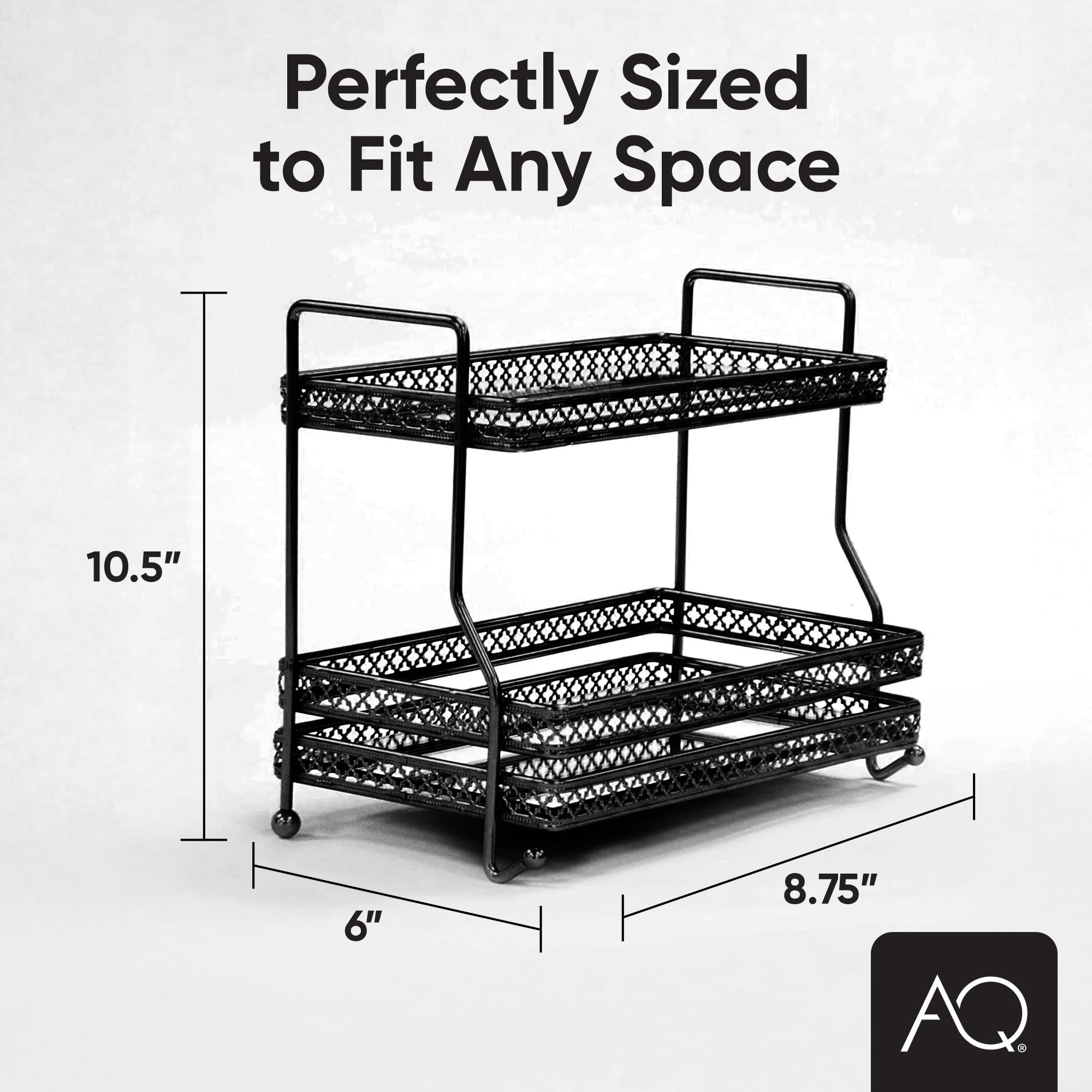 AQ Organizacyjna 2-poziomowa lustrzana taca do przechowywania w domu na toaletkę, komodę, łazienkę lub blat kuchenny, półki pomieści produkty kosmetyczne, kosmetyki, perfumy, przybory toaletowe