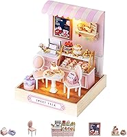 Vista 9 de Kit de casa de muñecas en miniatura de Kisoy con muebles, kit de casa de madera 3D de bricolaje con cubierta antipolvo, juguetes de casa pequeña