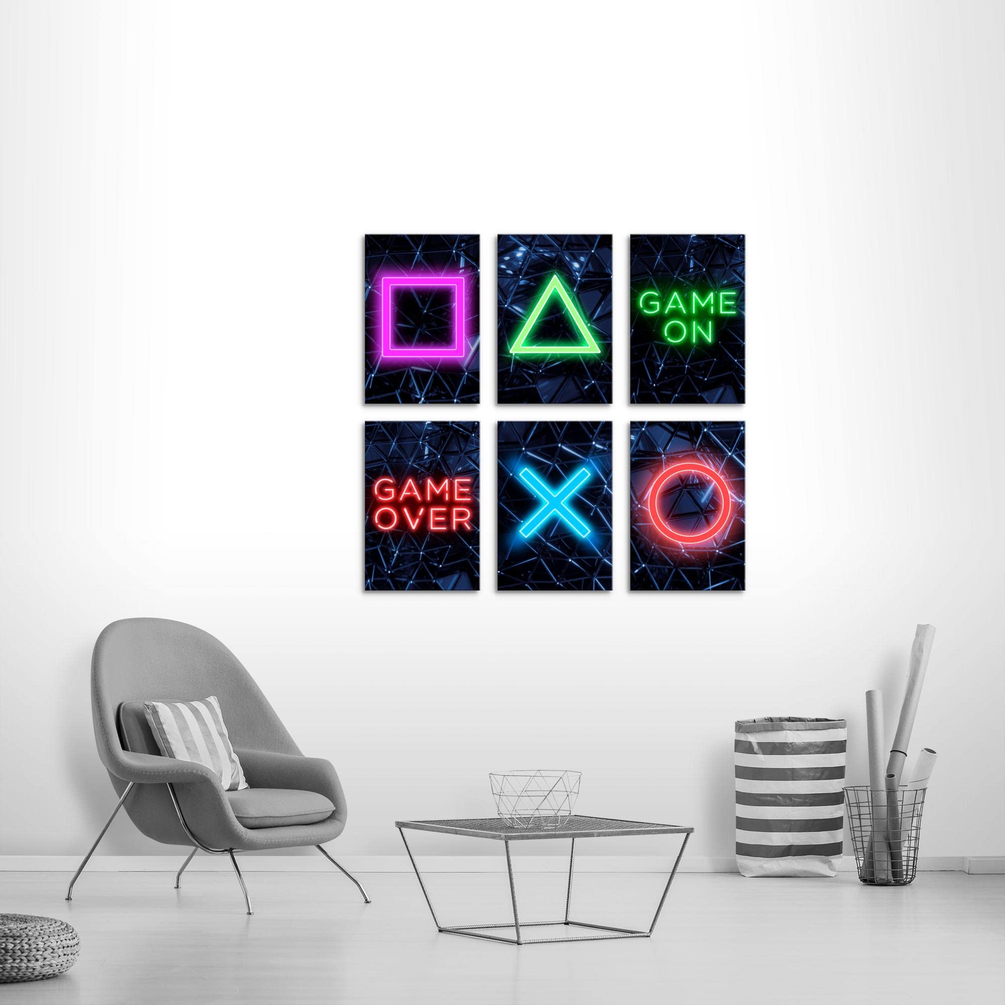 Canvas Game Console Game - Completely Ready to Hang - Stylish Decoration - 6 Pictures Set - Nursery Boy Teen N002664b - Image 4