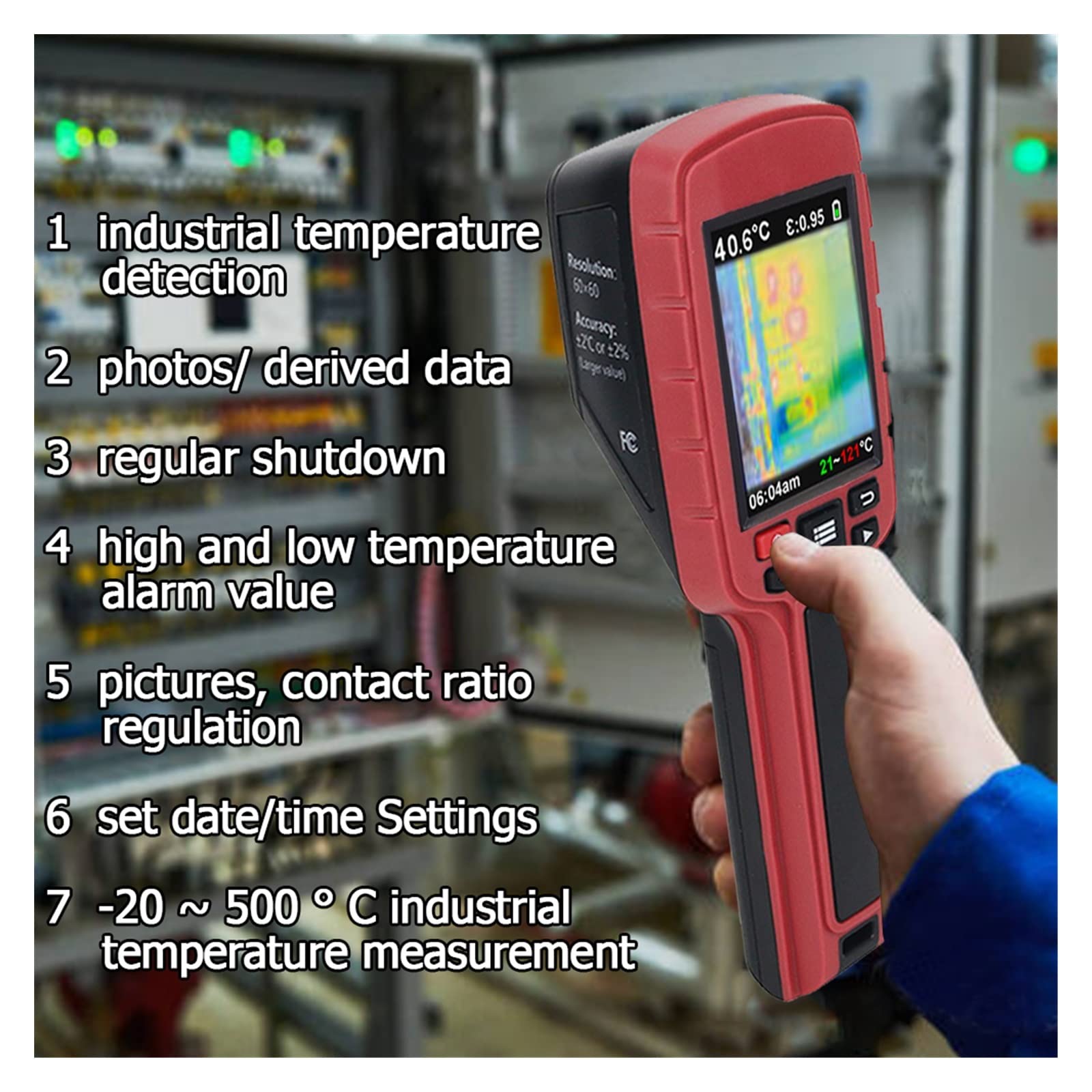 Kamera termowizyjna, Kamera termowizyjna na podczerwień Ręczna kamera termowizyjna Rozdzielczość LCD na podczerwień 60x60 pikseli Przemysłowe wykrywanie temperatury