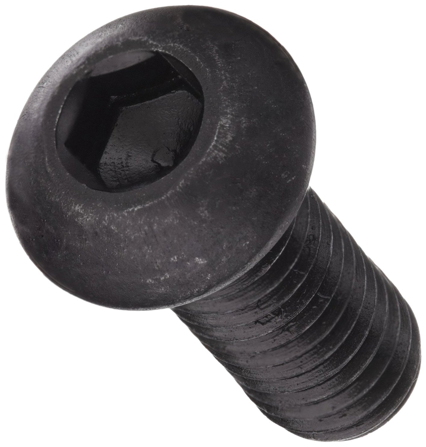 Class 12.9 Steel Socket Cap Screw, Plain Finish, Button Head, Internal Hex Drive, Meets ISO 7380, 10mm Length, Fully Threaded, M5-0.80 Metric Coarse