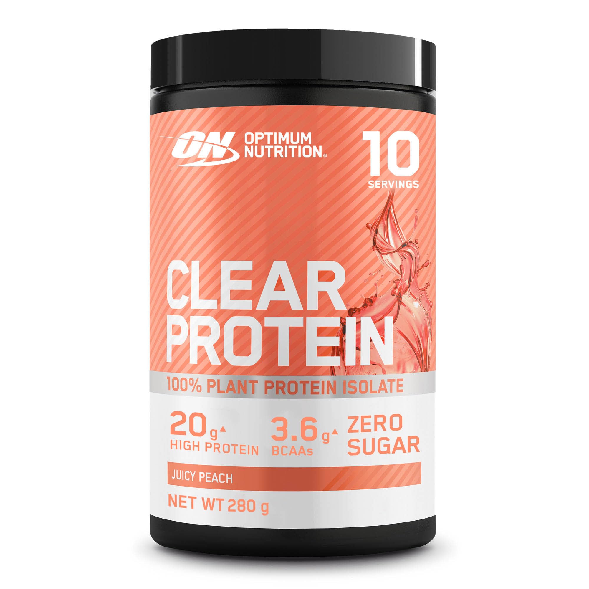 Optimum Nutrition Clear Protein 100% Pflanzliches Proteinisolat Pulver – Juicy Peach, 280 g, 10 Portionen