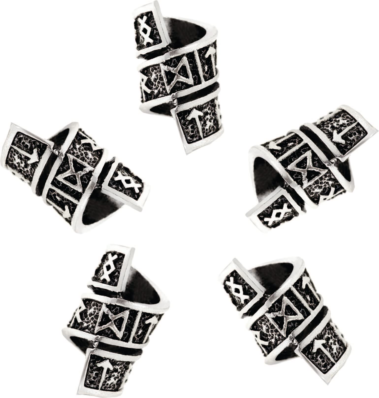 HAQUIL Vintage Viking Bead Combo 5pcs Hair Tube Beads Norse Viking Dreadlock Accessories