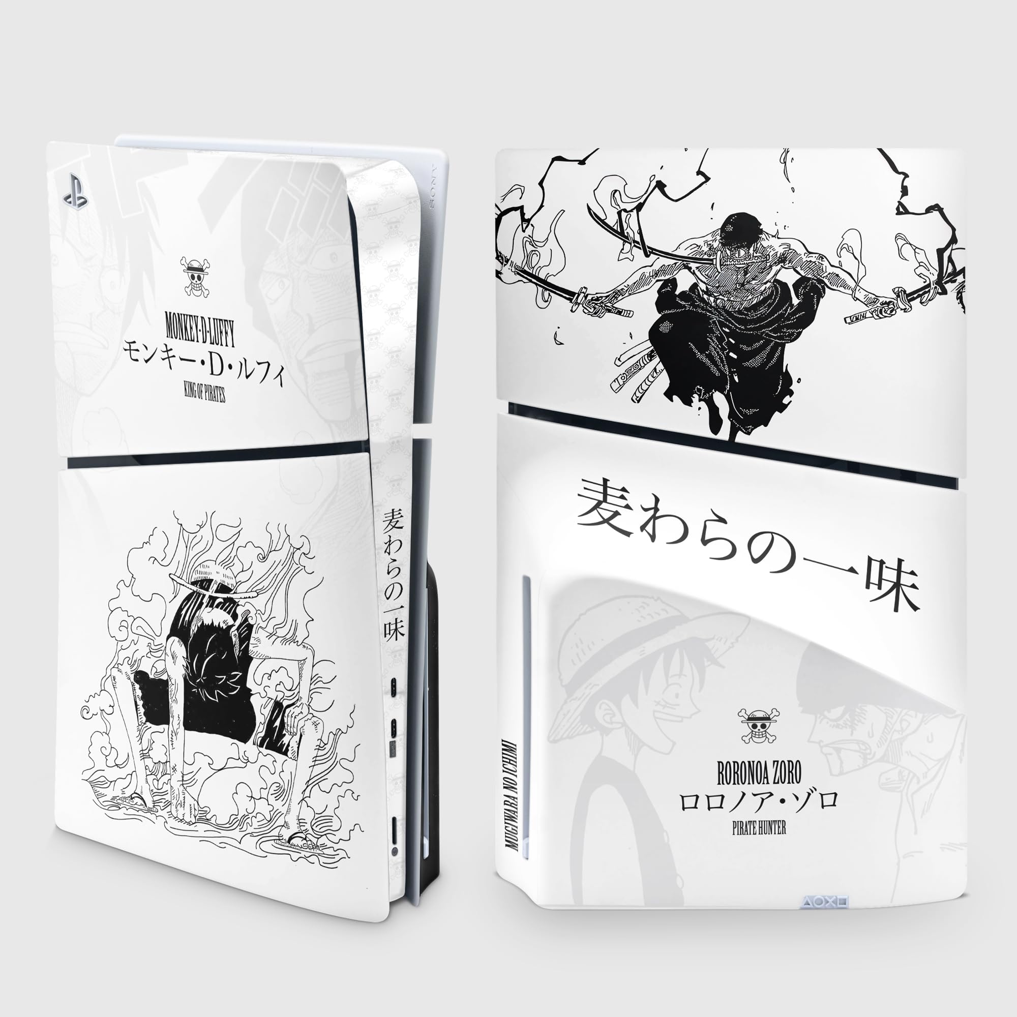 Sticker PS 5 Slim Gear 1, Autocollant PS 5 Manga, Console et Manette, Edition Slim Disque, Skin Gear 1 PS5 (2 Manettes)