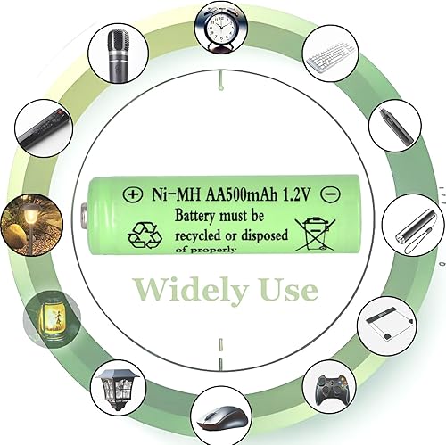 Miniatura 3 de Paquete de 16 pilas de luces solares AA de 500 mAh, batería recargable de 1.2 V Ni-MH doble A para luces solares al aire libre, luces de cadena,