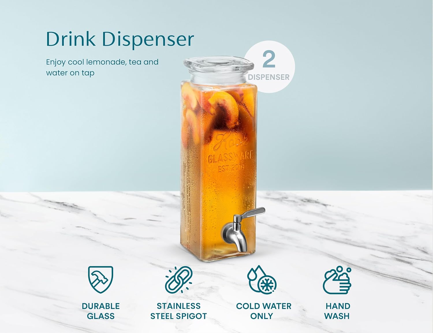 Kook Glass Drink Dispenser for Fridge